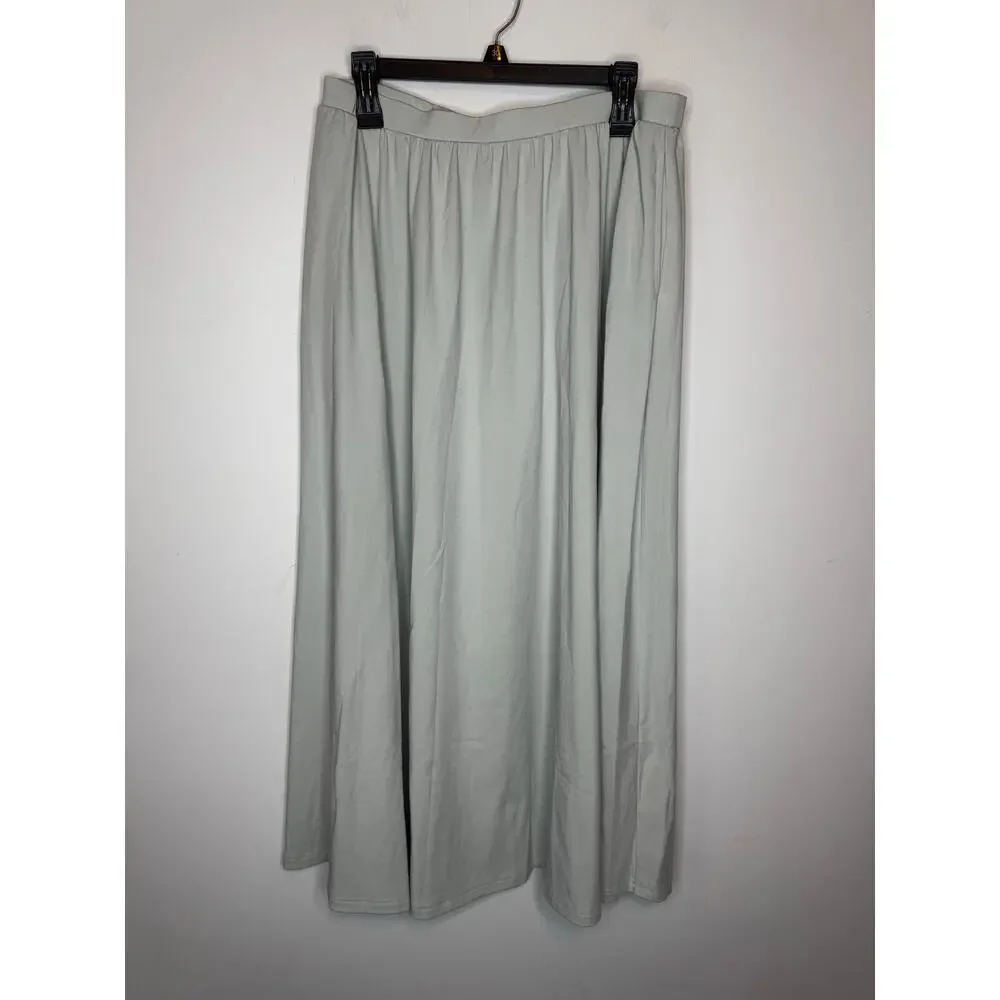 OGL Move Gray Maxi Skirt Long Flowy High Rise Elastic Waist Pockets Size L